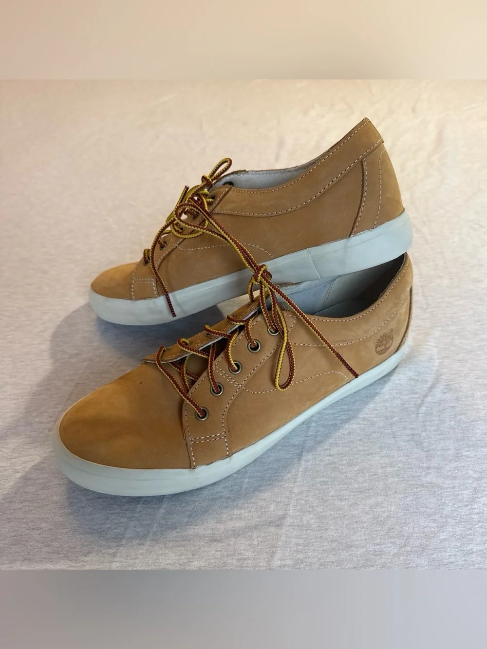 Timberland Tan Leather Low-Top Sneakers with White Sole